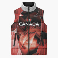 Custom Canada Football Sleeveless Puffer Jacket Visual Line Abstract Maple Leaf
