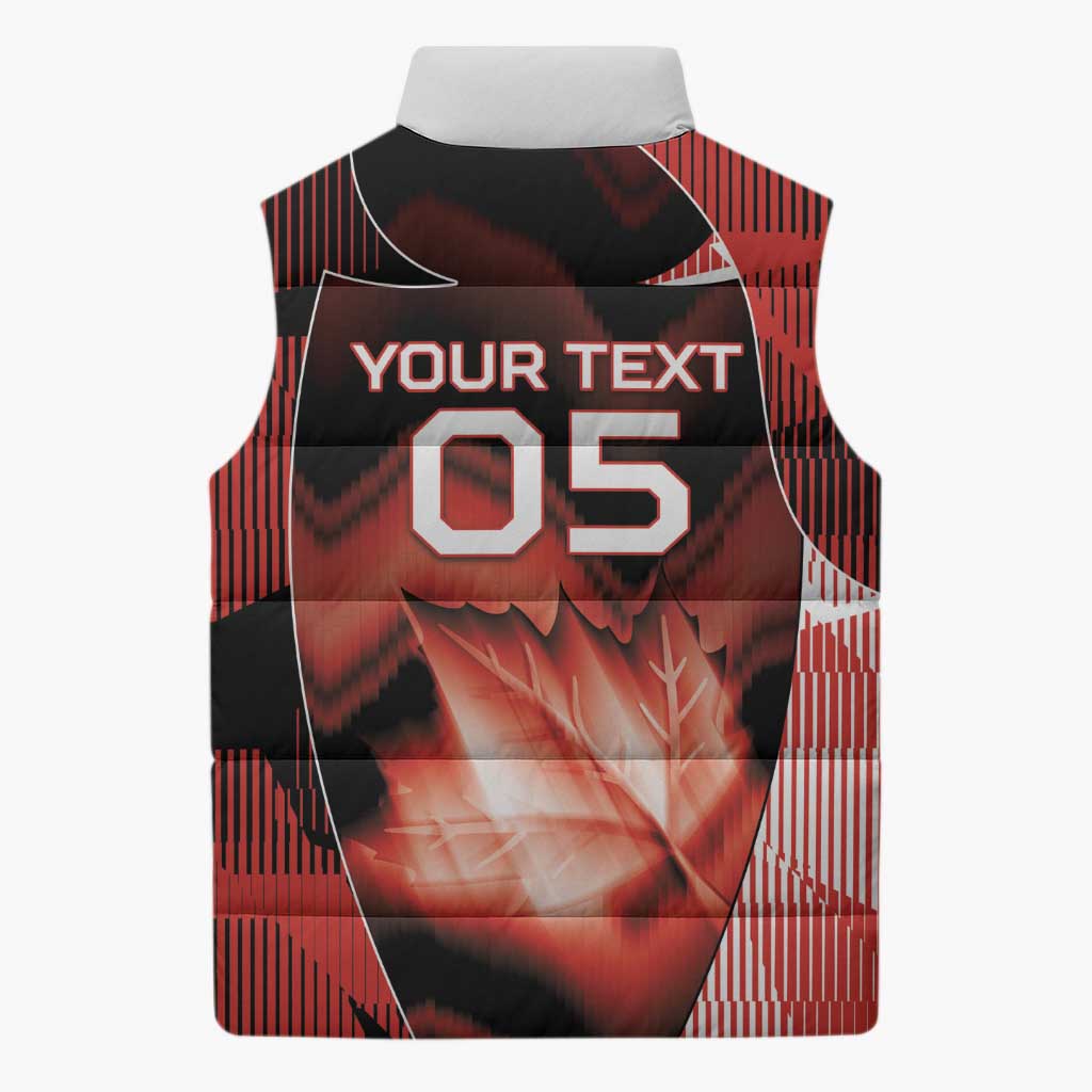 Custom Canada Football Sleeveless Puffer Jacket Visual Line Abstract Maple Leaf