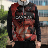 Custom Canada Football Sleeveless Puffer Jacket Visual Line Abstract Maple Leaf