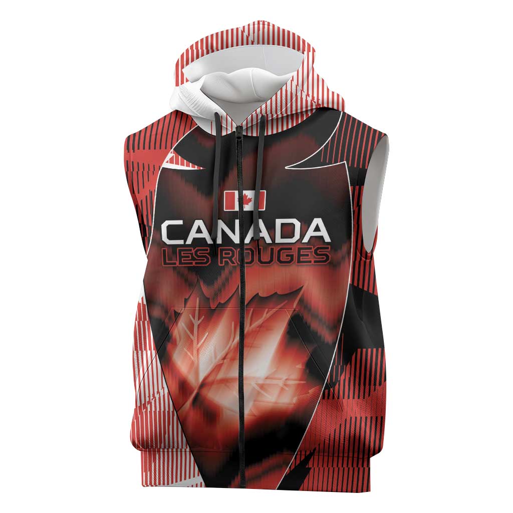 Custom Canada Football Sleeveless Zip Hoodie Visual Line Abstract Maple Leaf