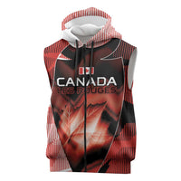 Custom Canada Football Sleeveless Zip Hoodie Visual Line Abstract Maple Leaf