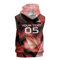 Custom Canada Football Sleeveless Zip Hoodie Visual Line Abstract Maple Leaf