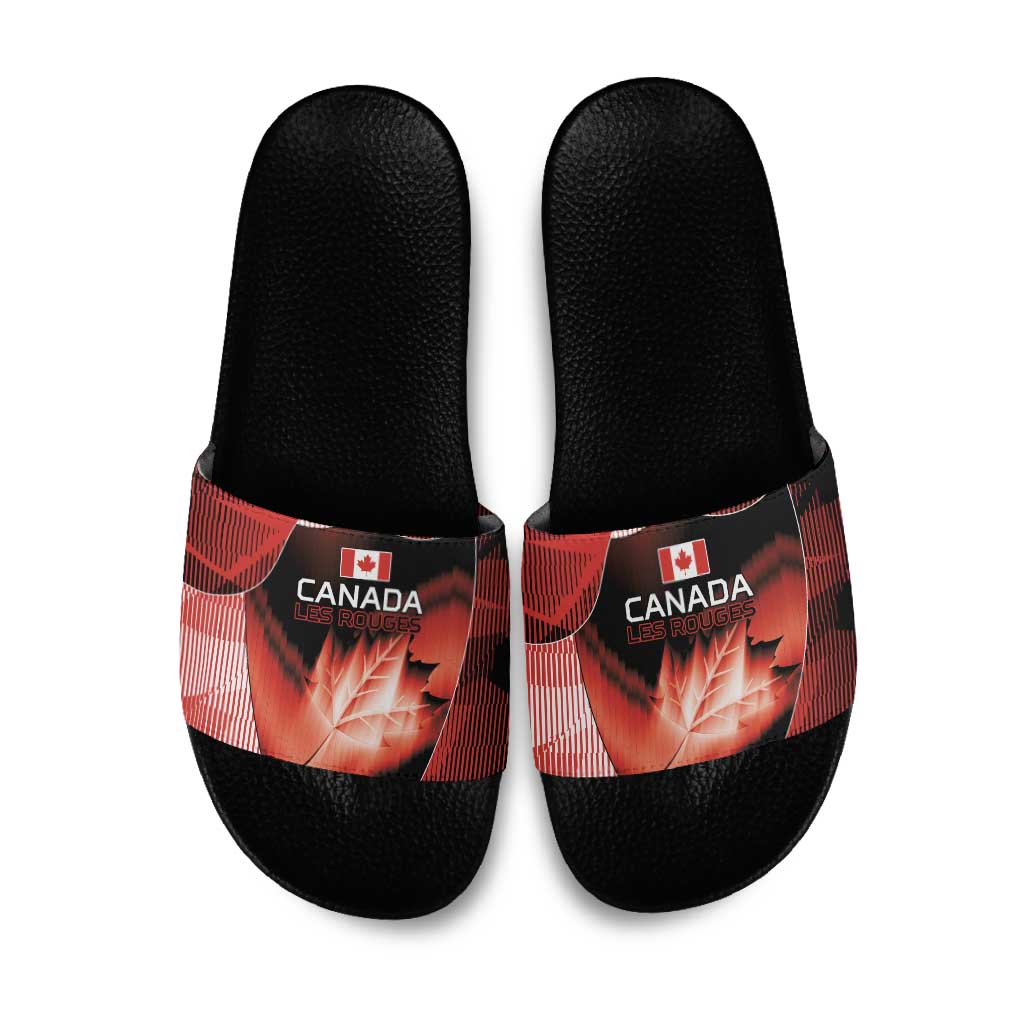 Canada Football Slide Sandals Visual Line Abstract Maple Leaf