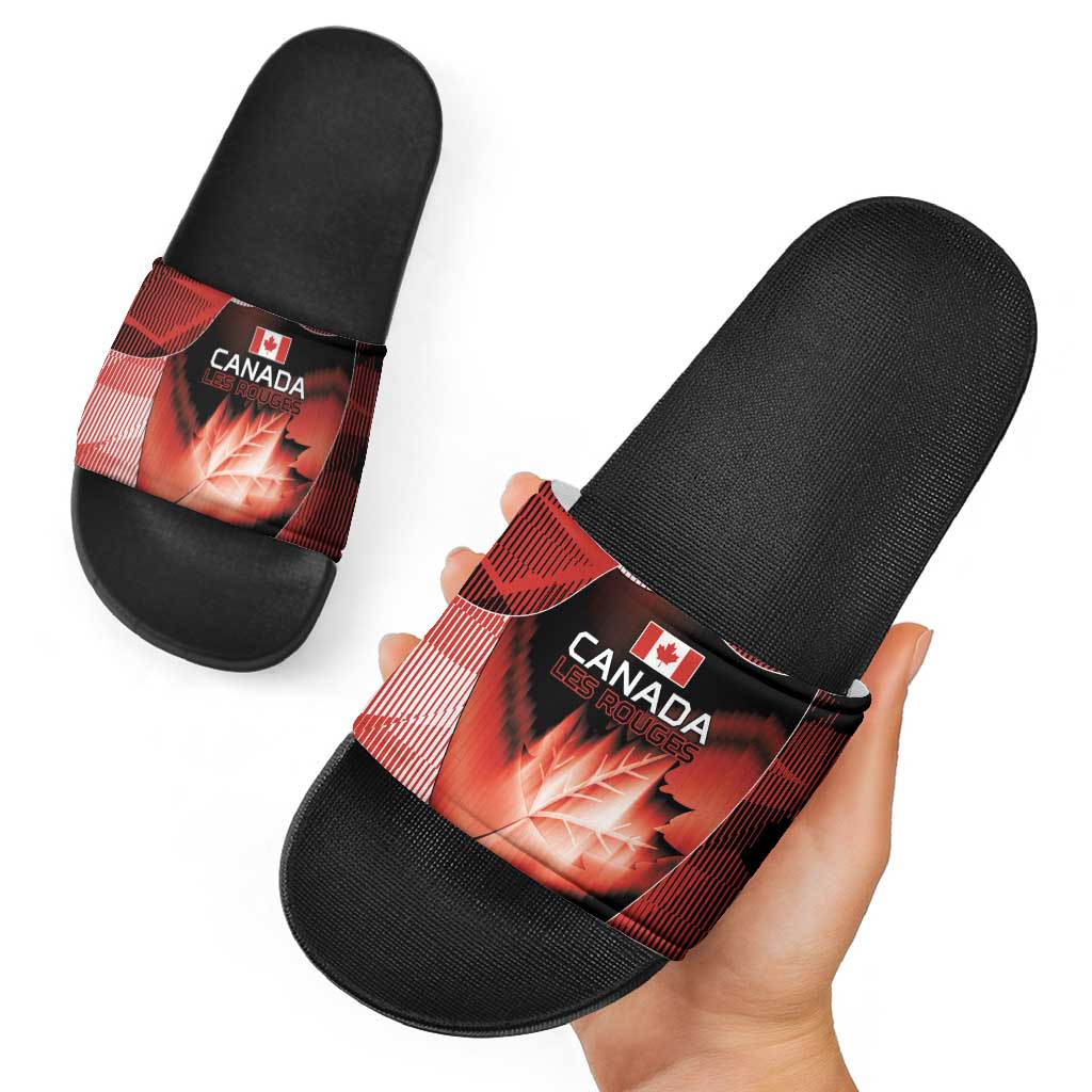 Canada Football Slide Sandals Visual Line Abstract Maple Leaf