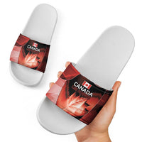 Canada Football Slide Sandals Visual Line Abstract Maple Leaf