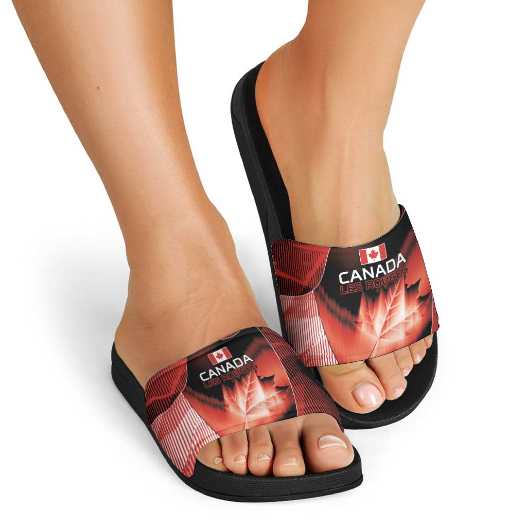 Canada Football Slide Sandals Visual Line Abstract Maple Leaf