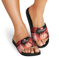 Canada Football Slide Sandals Visual Line Abstract Maple Leaf