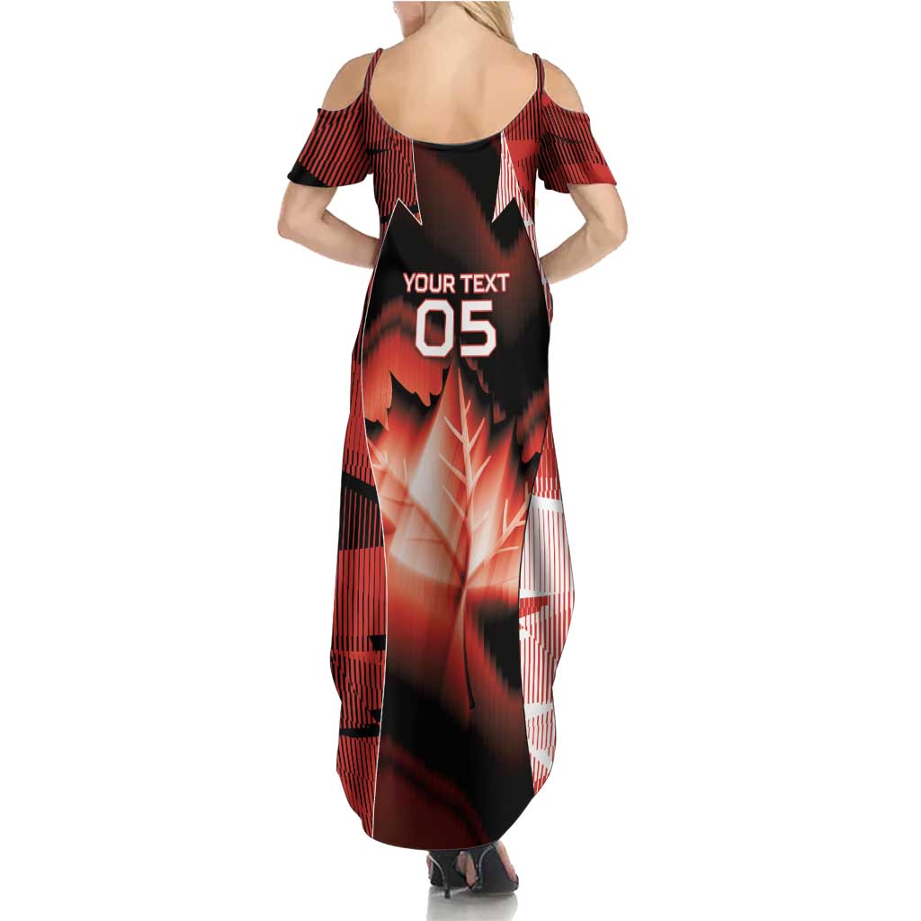Custom Canada Football Summer Maxi Dress Visual Line Abstract Maple Leaf