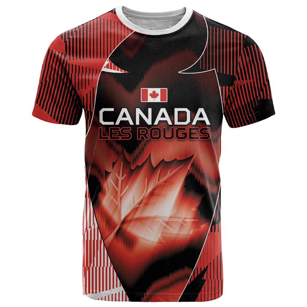 Custom Canada Football T Shirt Visual Line Abstract Maple Leaf