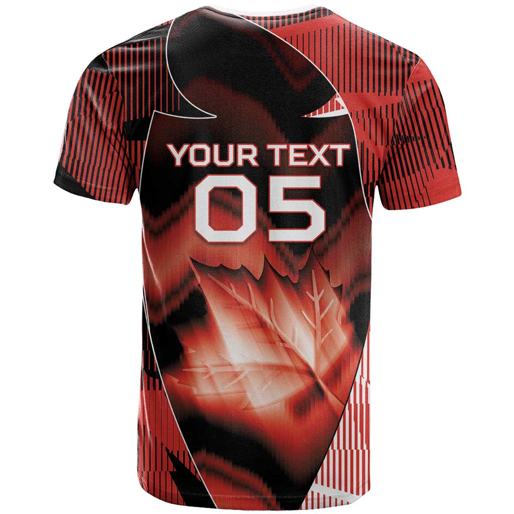 Custom Canada Football T Shirt Visual Line Abstract Maple Leaf