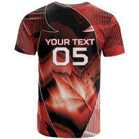 Custom Canada Football T Shirt Visual Line Abstract Maple Leaf
