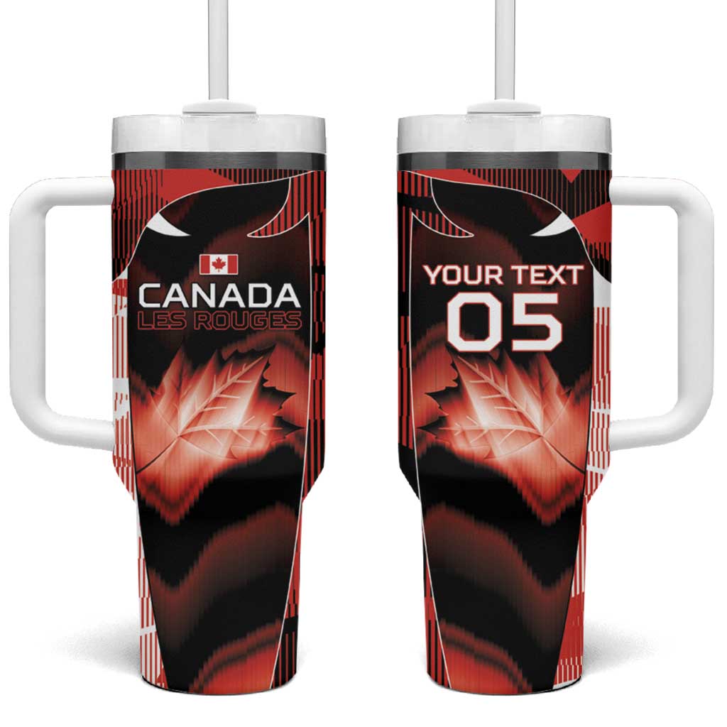 Custom Canada Football Tumbler With Handle Visual Line Abstract Maple Leaf