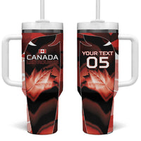 Custom Canada Football Tumbler With Handle Visual Line Abstract Maple Leaf
