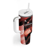 Custom Canada Football Tumbler With Handle Visual Line Abstract Maple Leaf