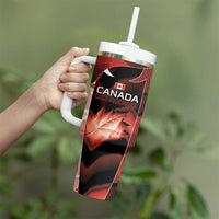 Custom Canada Football Tumbler With Handle Visual Line Abstract Maple Leaf