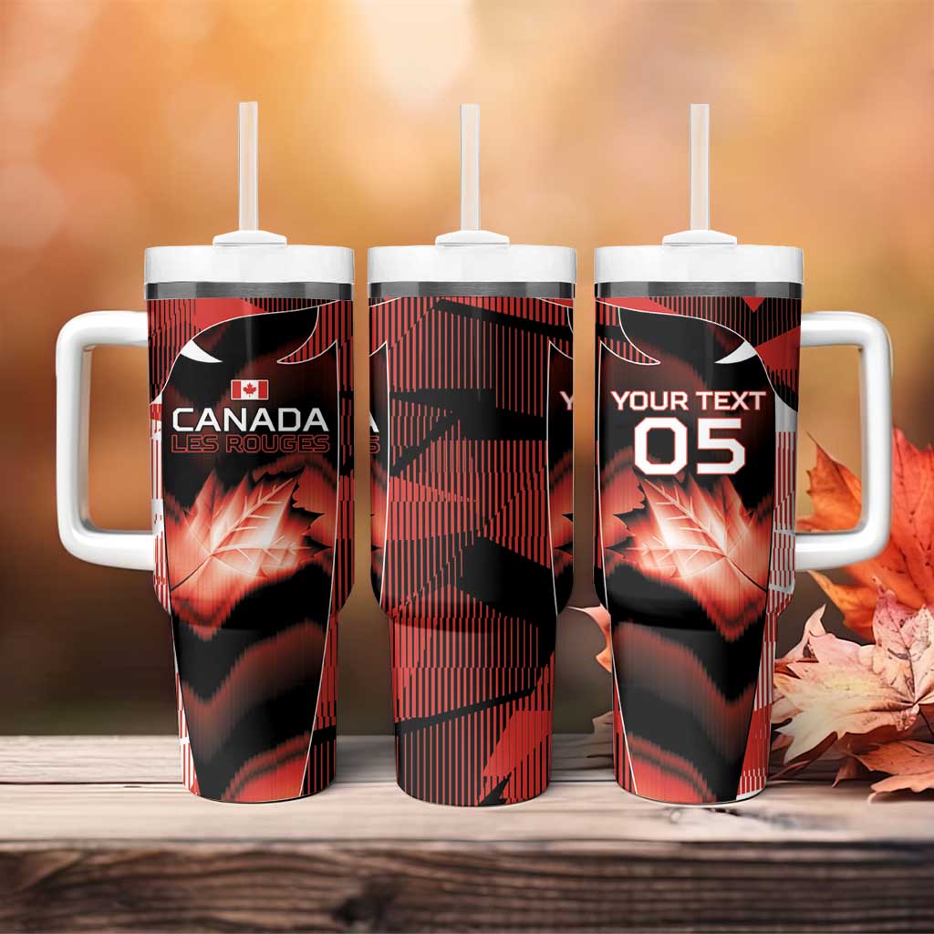 Custom Canada Football Tumbler With Handle Visual Line Abstract Maple Leaf