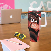 Custom Canada Football Tumbler With Handle Visual Line Abstract Maple Leaf