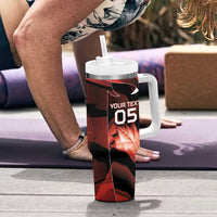 Custom Canada Football Tumbler With Handle Visual Line Abstract Maple Leaf