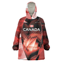 Custom Canada Football Wearable Blanket Hoodie Visual Line Abstract Maple Leaf