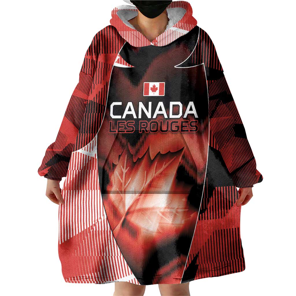 Custom Canada Football Wearable Blanket Hoodie Visual Line Abstract Maple Leaf