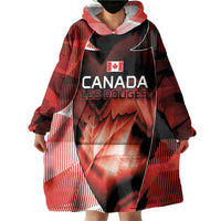 Custom Canada Football Wearable Blanket Hoodie Visual Line Abstract Maple Leaf