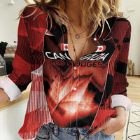Custom Canada Football Women Casual Shirt Visual Line Abstract Maple Leaf