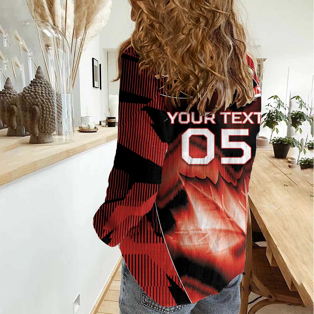 Custom Canada Football Women Casual Shirt Visual Line Abstract Maple Leaf