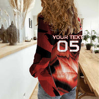 Custom Canada Football Women Casual Shirt Visual Line Abstract Maple Leaf