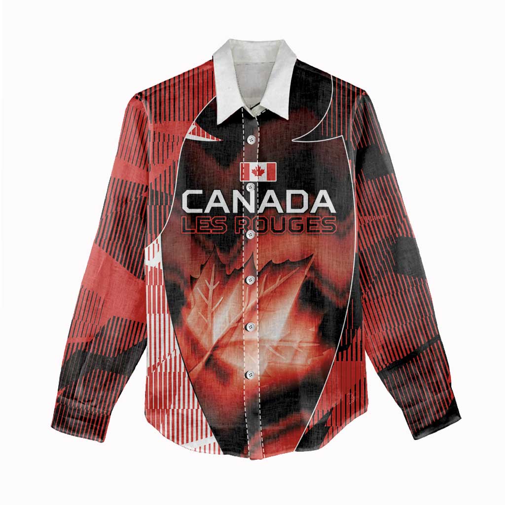 Custom Canada Football Women Casual Shirt Visual Line Abstract Maple Leaf