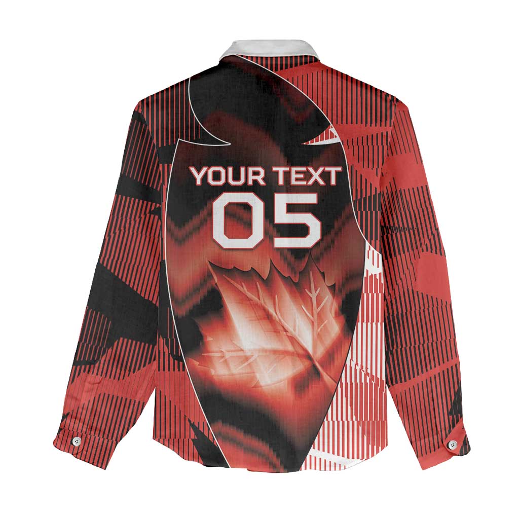 Custom Canada Football Women Casual Shirt Visual Line Abstract Maple Leaf