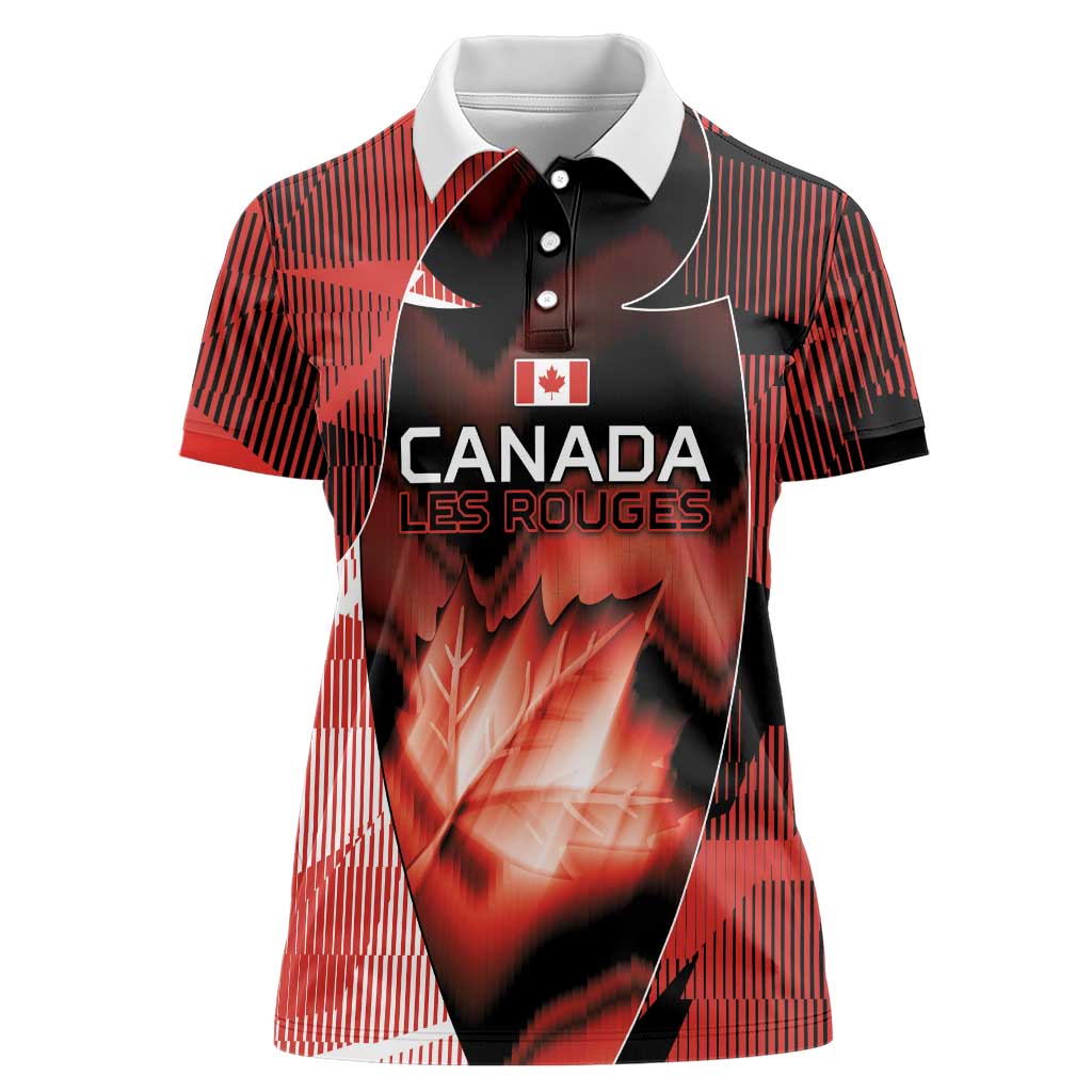 Custom Canada Football Women Polo Shirt Visual Line Abstract Maple Leaf