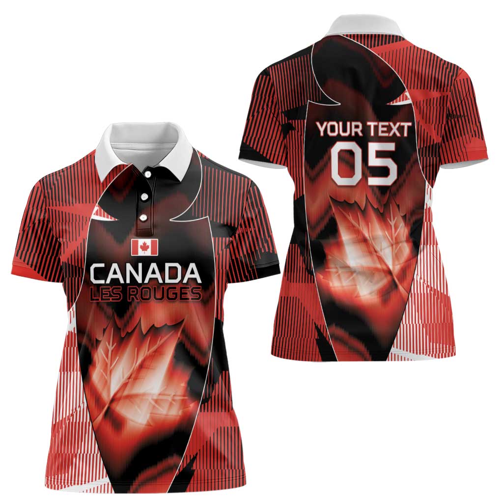 Custom Canada Football Women Polo Shirt Visual Line Abstract Maple Leaf