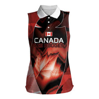 Custom Canada Football Women Sleeveless Polo Shirt Visual Line Abstract Maple Leaf
