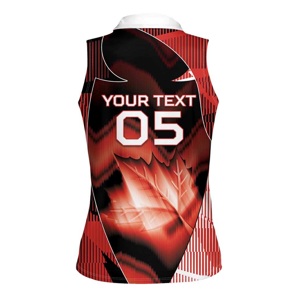 Custom Canada Football Women Sleeveless Polo Shirt Visual Line Abstract Maple Leaf