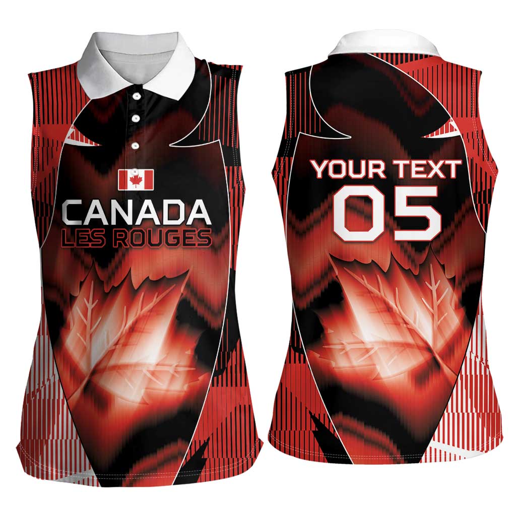 Custom Canada Football Women Sleeveless Polo Shirt Visual Line Abstract Maple Leaf