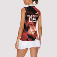 Custom Canada Football Women Sleeveless Polo Shirt Visual Line Abstract Maple Leaf