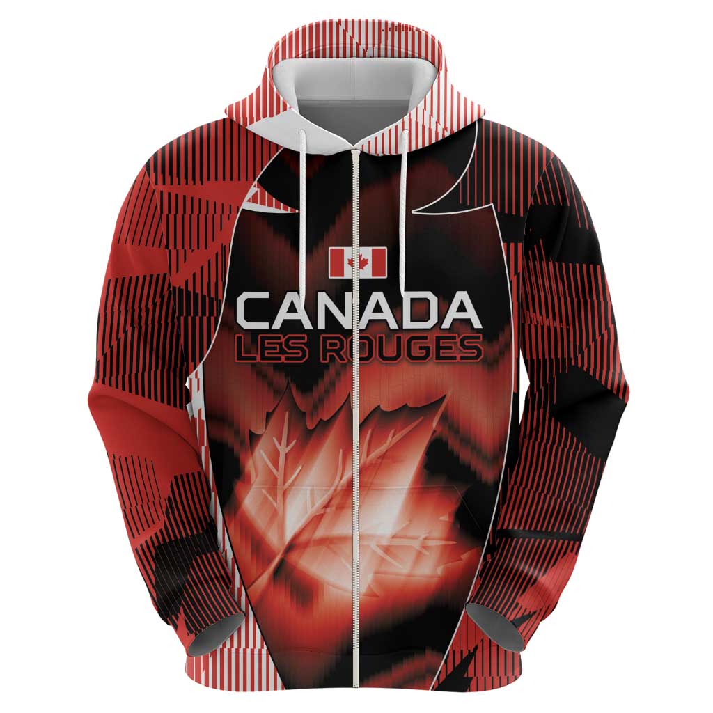 Custom Canada Football Zip Hoodie Visual Line Abstract Maple Leaf