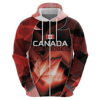 Custom Canada Football Zip Hoodie Visual Line Abstract Maple Leaf