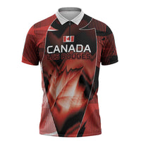 Custom Canada Football Zipper Polo Shirt Visual Line Abstract Maple Leaf