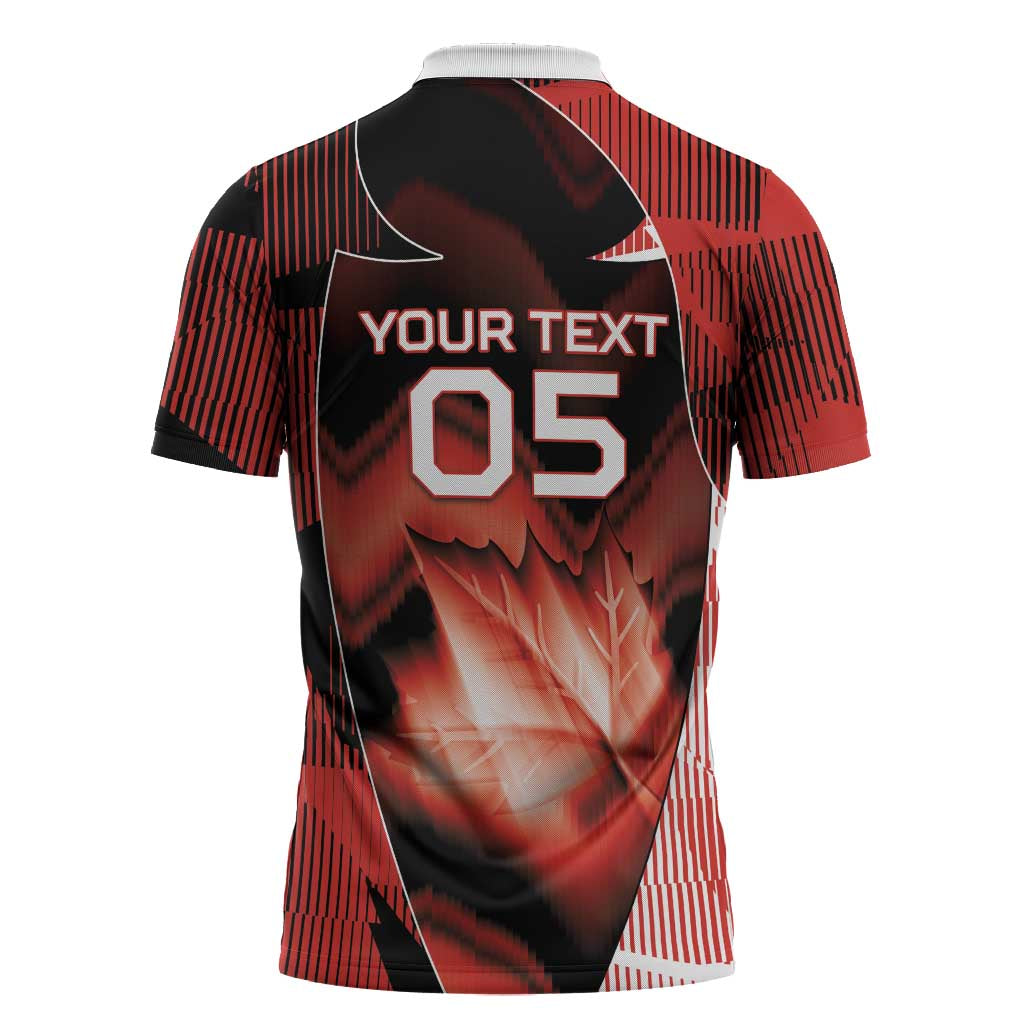 Custom Canada Football Zipper Polo Shirt Visual Line Abstract Maple Leaf