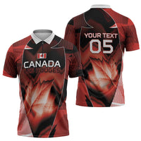 Custom Canada Football Zipper Polo Shirt Visual Line Abstract Maple Leaf