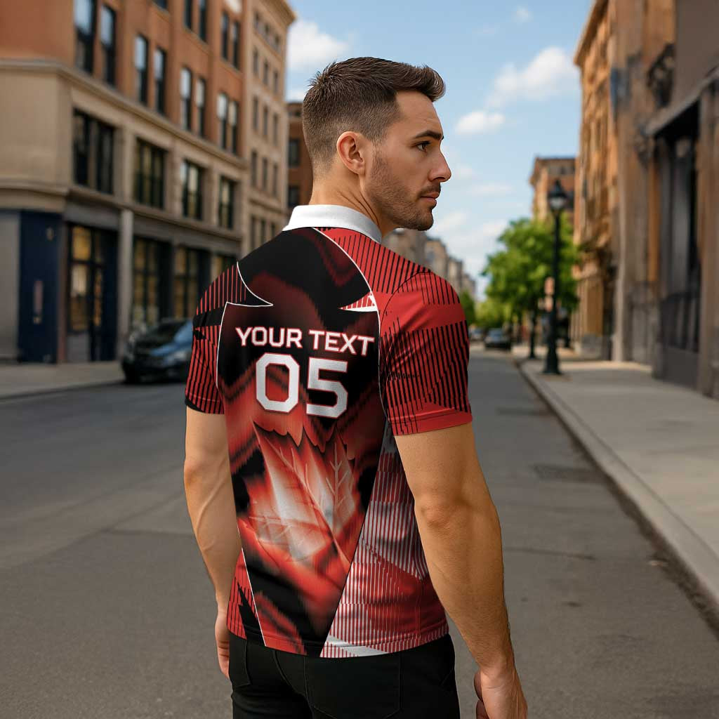 Custom Canada Football Zipper Polo Shirt Visual Line Abstract Maple Leaf