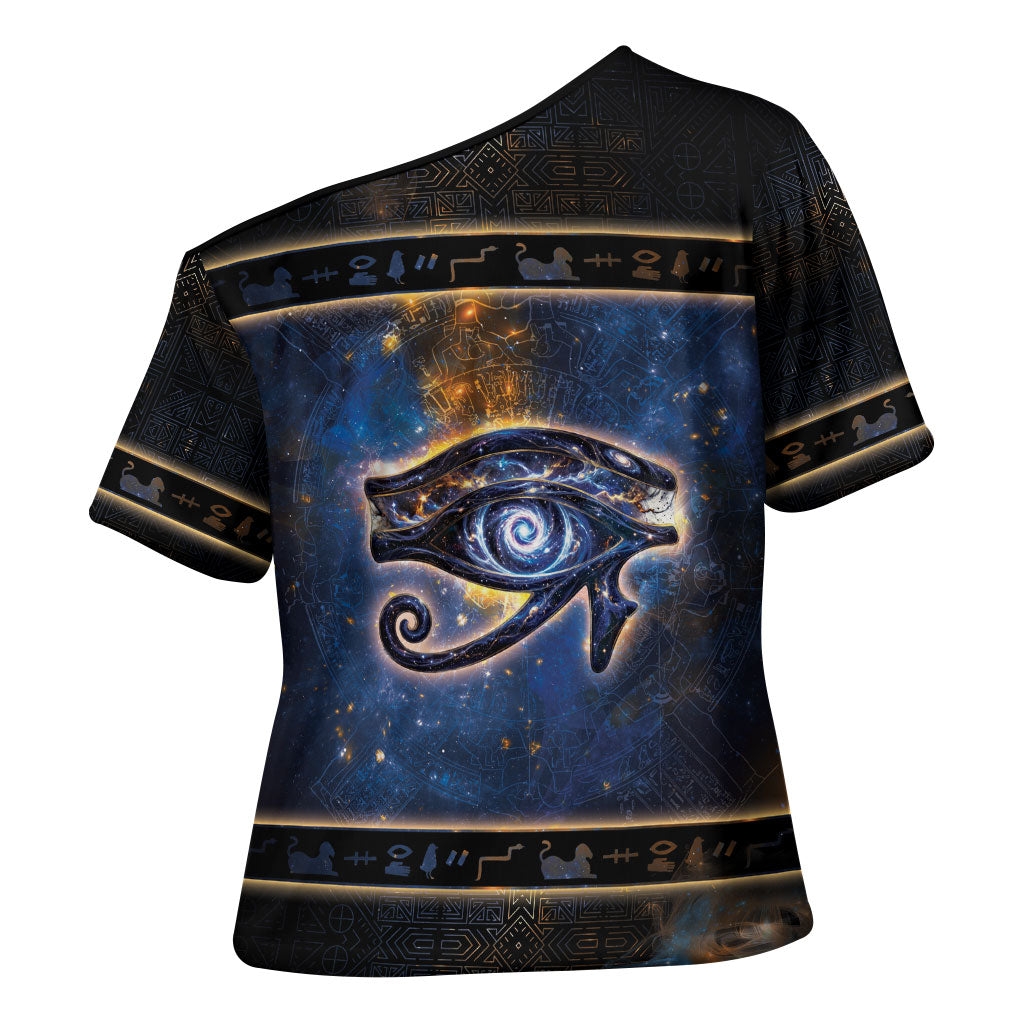 Egypt Eye Of Ra Cross Shoulder Shirt Galaxy Zodiac Universe