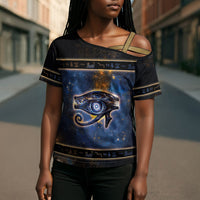 Egypt Eye Of Ra Cross Shoulder Shirt Galaxy Zodiac Universe