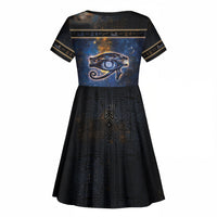 Egypt Eye Of Ra Kid Short Sleeve Dress Galaxy Zodiac Universe