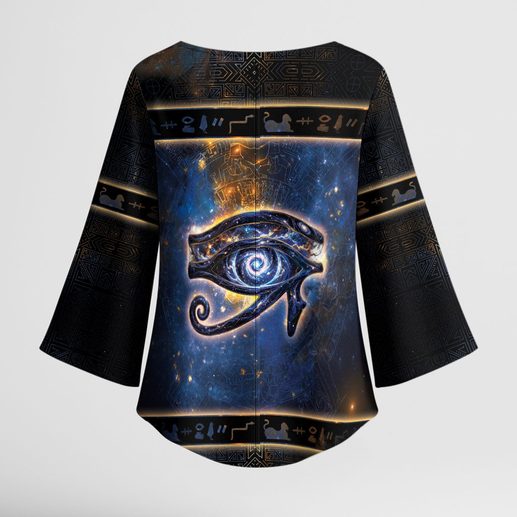 Egypt Eye Of Ra Kimono Sleeve Blouse Galaxy Zodiac Universe