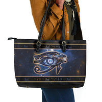 Egypt Eye Of Ra Leather Tote Bag Galaxy Zodiac Universe
