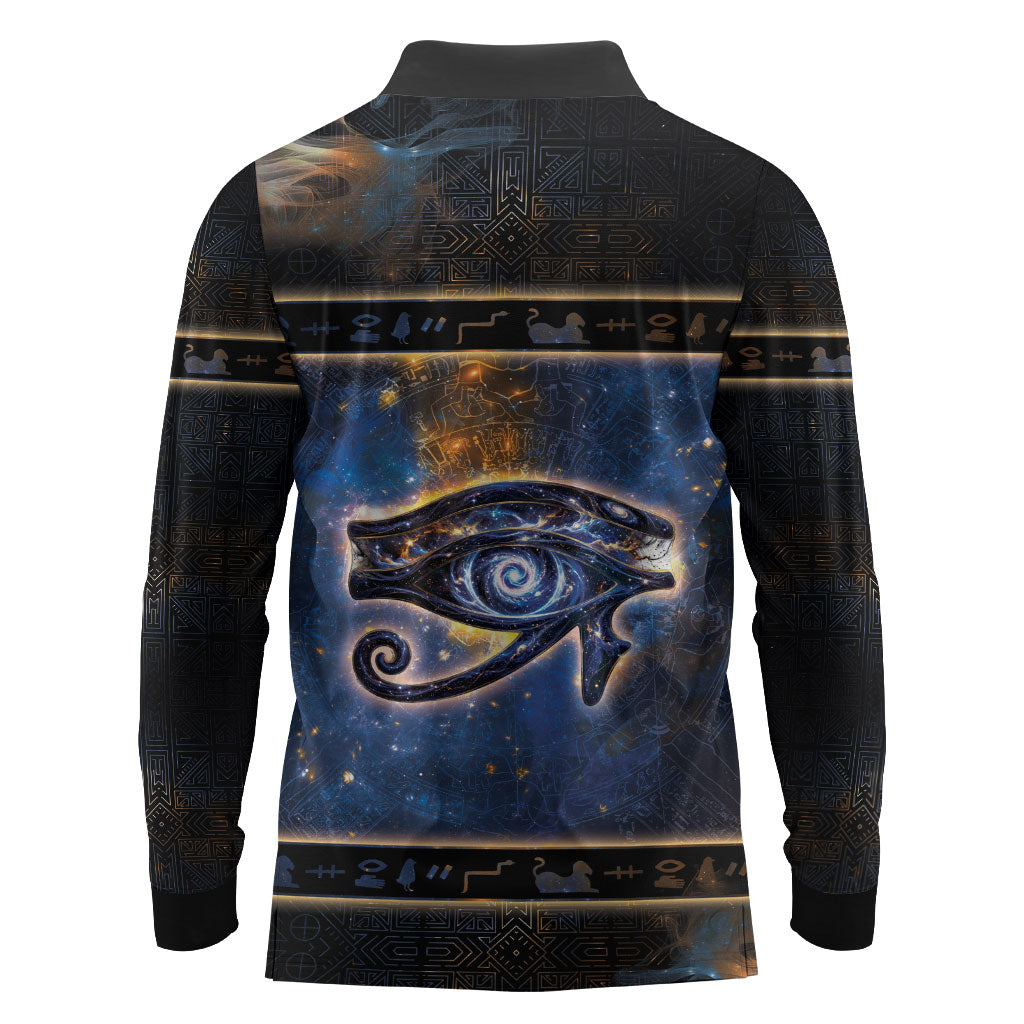 Egypt Eye Of Ra Long Sleeve Polo Shirt Galaxy Zodiac Universe