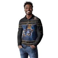 Egypt Eye Of Ra Long Sleeve Polo Shirt Galaxy Zodiac Universe