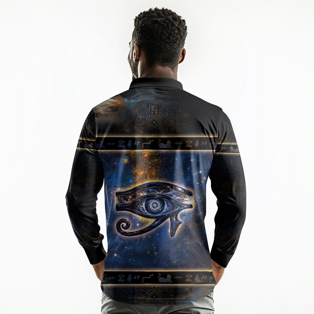 Egypt Eye Of Ra Long Sleeve Polo Shirt Galaxy Zodiac Universe